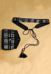 Embroidered Geogrette Waist Bag with Belt in Black