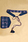Embroidered Geogrette Waist Bag with Belt in Teal Blue