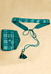 Embroidered Geogrette Waist Bag with Belt in Teal Green