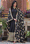 Embroidered Georgette Abaya Style Suit in Black