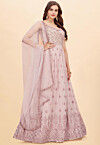 Bibayas Pret Embroidered Georgette 2 Piece Pink Haze Abaya main image 1