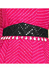 Embroidered Georgette Adjustable Waist Belt in Black