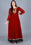 Embroidered Georgette Anarkali Kurta in Maroon