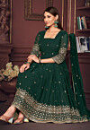 Embroidered Georgette Anarkali Suit in Green