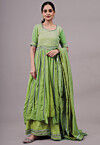 Embroidered Georgette Anarkali Suit in Green