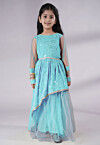 Embroidered Georgette Gown in Sky Blue