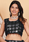 Embroidered Georgette Blouse in Black