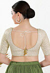 DKF111-Georgette Embroidered Blouses with Deep V cut. Can be altered up to size 42 main image 1