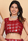 Embroidered Georgette Blouse in Maroon