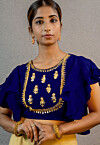 Embroidered Georgette Blouse in Royal Blue
