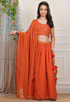 Embroidered Georgette Choli in Orange