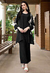 Embroidered Georgette Co Ord Set in Black
