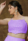 Embroidered Georgette Crop Top in Lavender