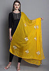 Embroidered Georgette Dupatta in Yellow