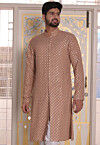 Embroidered Georgette Front Open Kurta in Rose Gold