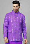 Embroidered Georgette Jodhpuri Jacket in Purple
