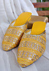Embroidered Georgette Women Jutti in Mustard