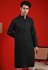 Embroidered Georgette Kurta in Black