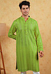 Embroidered Georgette Kurta in Light Green