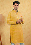 Embroidered Georgette Kurta in Light Mustard