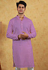 Embroidered Georgette Kurta in Light Purple