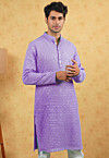 Embroidered Georgette Kurta in Light Purple