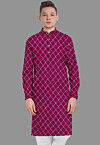 Embroidered Georgette Kurta in Magenta