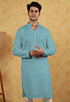Embroidered Georgette Kurta in Pastel Blue