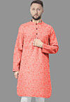 Embroidered Georgette Kurta in Peach