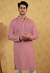 Embroidered Georgette Kurta in Pink