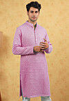 Embroidered Georgette Kurta in Pink