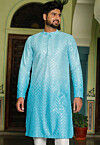 Embroidered Georgette Kurta in Shaded Blue