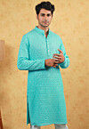 Embroidered Georgette Kurta in Turquoise