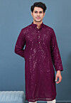 Embroidered Georgette Kurta in Wine