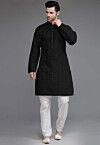 Embroidered Georgette Kurta Set in Black