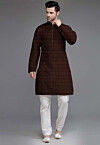 Embroidered Georgette Kurta Set in Dark Brown