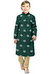 Embroidered Georgette Kurta Set in Dark Green