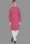 Embroidered Georgette Kurta Set in Fuchsia