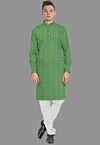Embroidered Georgette Kurta Set in Light Green