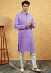 Embroidered Georgette Kurta Set in Light Purple