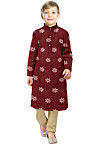 Embroidered Georgette Kurta Set in Maroon