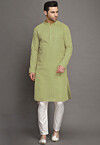 Embroidered Georgette Kurta Set  in Olive Green