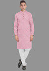 Embroidered Georgette Kurta Set in Pink