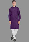 Embroidered Georgette Kurta Set in Purple