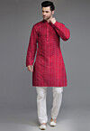 Embroidered Georgette Kurta Set in Magenta
