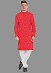 Embroidered Georgette Kurta Set in Red