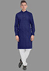 Embroidered Georgette Kurta Set in Royal Blue
