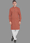 Embroidered Georgette Kurta Set in Rust