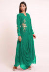 Embroidered Georgette Kurta Set in Teal Green