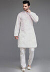 Embroidered Georgette Kurta Set in Cream